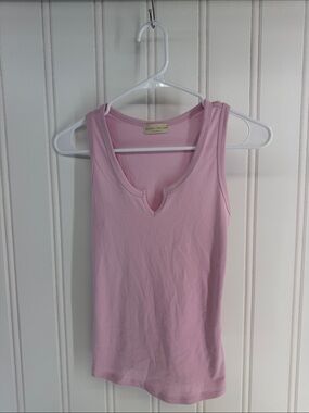 Talbots Pink V-Notch Slim Tank Top